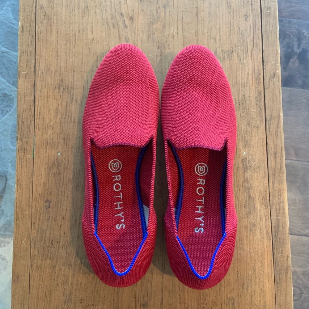 Red Rothy loafers, size 9.5